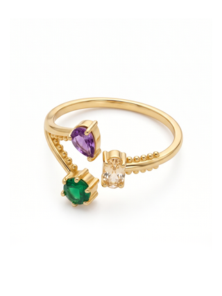 BEAUTIFUL MULTI GEMSTONE RING, 925 SILVER RING PLATED WITH 2 MICRON 18KT GOLD