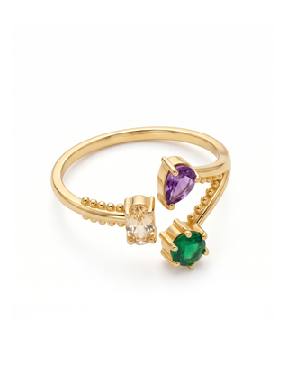 BEAUTIFUL MULTI GEMSTONE RING, 925 SILVER RING PLATED WITH 2 MICRON 18KT GOLD