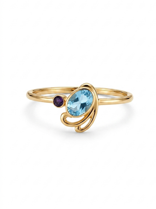 BEAUTIFUL LONDON BLUE TOPAZ OR IOLITE GEMSTONE RING, 925 STEALING SILVER RING PLATED WITH 2 MICRON 18KT GOLD