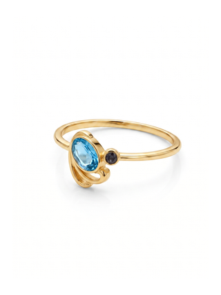 BEAUTIFUL LONDON BLUE TOPAZ OR IOLITE GEMSTONE RING, 925 STEALING SILVER RING PLATED WITH 2 MICRON 18KT GOLD