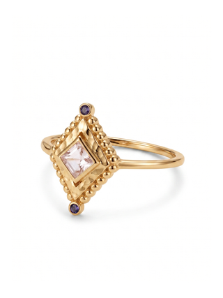 BEAUTIFUL GEMSTONE RING, 925 STEALING SILVER RING PLATED WITH 2 MICRON 18KT GOLD