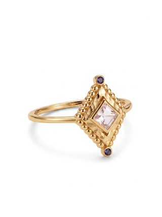 BEAUTIFUL GEMSTONE RING, 925 STEALING SILVER RING PLATED WITH 2 MICRON 18KT GOLD