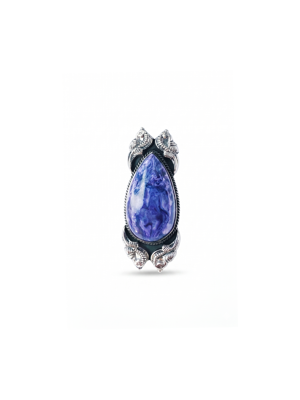 Natural Charoite Gemstone Ring By Harshita Jewellery
