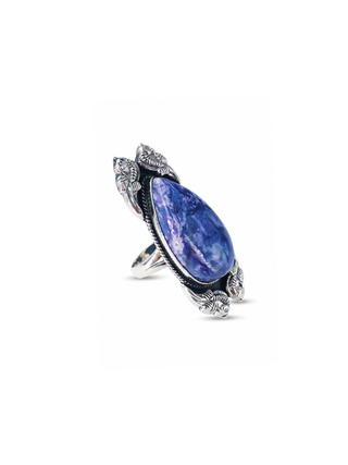 Natural Charoite Gemstone Ring By Harshita Jewellery