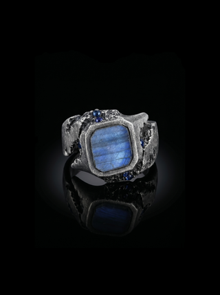 Flat Labradorite Gemstone Men's Ring By Harshita Jewellery