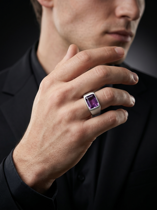 Amethyst Gemstone Men's Ring By Harshita Jewellery