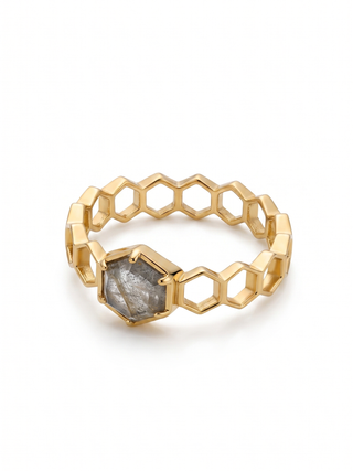 HEXAGON LABRADORITE RING GEMSTONE 925 STEALING SILVER RING, DECORATED WITH DEDICATED WOMEN JEWELRY