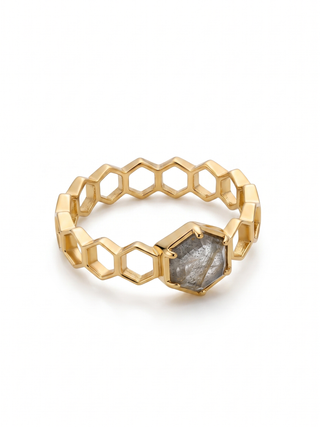 HEXAGON LABRADORITE RING GEMSTONE 925 STEALING SILVER RING, DECORATED WITH DEDICATED WOMEN JEWELRY