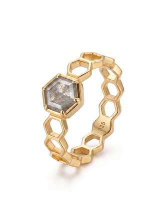 HEXAGON LABRADORITE RING GEMSTONE 925 STEALING SILVER RING, DECORATED WITH DEDICATED WOMEN JEWELRY