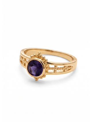 SOLITAIRE IOLITE GEMSTONE, 925 STERLING SILVER, DECORATED WITH DEDICATED WOMEN JEWELRY