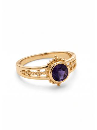 SOLITAIRE IOLITE GEMSTONE, 925 STERLING SILVER, DECORATED WITH DEDICATED WOMEN JEWELRY