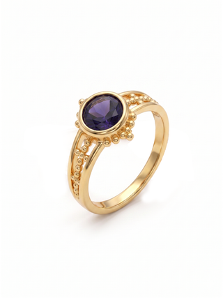 SOLITAIRE IOLITE GEMSTONE, 925 STERLING SILVER, DECORATED WITH DEDICATED WOMEN JEWELRY
