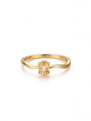 SOLITAIRE CITRINE GEMSTONE, 925 STERLING SILVER, DECORATED WITH DEDICATED WOMEN JEWELRY