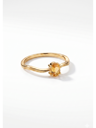 SOLITAIRE CITRINE GEMSTONE, 925 STERLING SILVER, DECORATED WITH DEDICATED WOMEN JEWELRY
