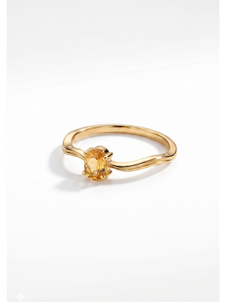 SOLITAIRE CITRINE GEMSTONE, 925 STERLING SILVER, DECORATED WITH DEDICATED WOMEN JEWELRY