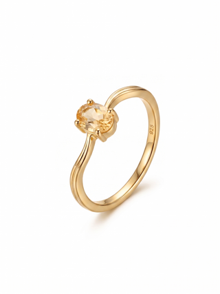 SOLITAIRE CITRINE GEMSTONE, 925 STERLING SILVER, DECORATED WITH DEDICATED WOMEN JEWELRY
