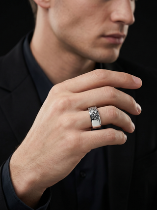 Vintage Brutalist Broken Men's Ring By Harshita Jewellery