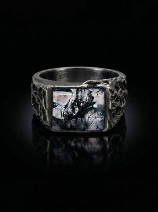 Green Moss Agate Men's Ring By Harshita Jewellery