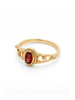 RED GARNET GEMSTONE RING, 925 SILVER RING PLATED WITH 2 MICRON 18KT GOLD