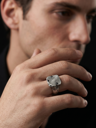 Black Onyx Gemstone Men's Ring By Harshita Jewellery