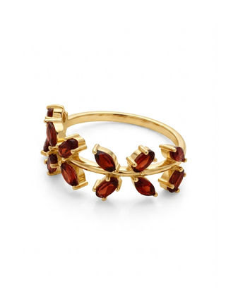 BEAUTIFUL RED GARNET GEMSTONE RING, 925 SILVER RING PLATED WITH 2 MICRON 18KT GOLD