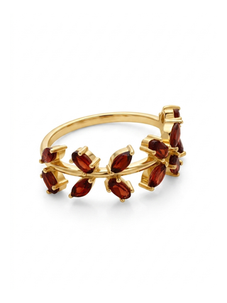 BEAUTIFUL RED GARNET GEMSTONE RING, 925 SILVER RING PLATED WITH 2 MICRON 18KT GOLD