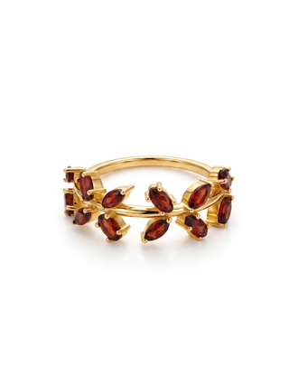 BEAUTIFUL RED GARNET GEMSTONE RING, 925 SILVER RING PLATED WITH 2 MICRON 18KT GOLD