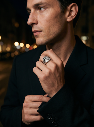 100% Natural Black Onyx Men's Ring By Harshita Jewellery