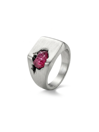 Raw Pink Tourmaline Men's Ring By Harshita Jewellery