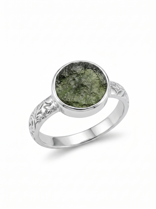 Natural Raw Moldavite Ring, 925 Solid Sterling Silver Czech Republic Raw Gemstone Handmade Jewelry Ring Gift For Her