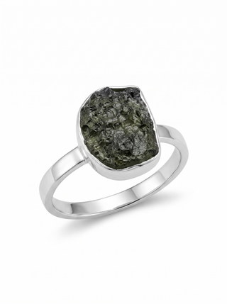 Moldavite Ring,925 Solid Sterling Silver Ring, Raw Stone Moldavite, Genuine Czech Republic Moldavite Gemstone Ring, Gift For Mom