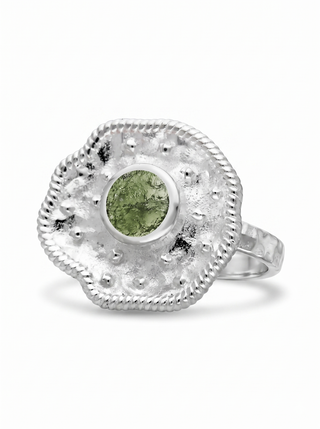 Authentic Natural Moldavite Ring, 925 Solid Sterling Silver, Best Handmade Ring, Genuine Czech Republic Moldavite Gemstone Ring