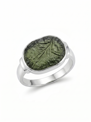Authentic Czech Republic Moldavite Rough Gemstone 925 Solid Sterling Silver Handmade Ring Jewelry