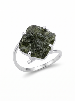 Moldavite Ring Natural Gemstone Ring, 925 Solid Silver Starling Handmade Jewelry, Gift for Her, Everyday Jewelry, Gift For Mom