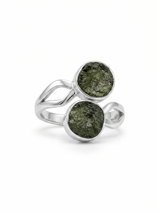Natural Raw Moldavite Ring, 925 Solid Sterling Silver Czech Republic Raw Gemstone Handmade Jewelry Ring Gift For Her