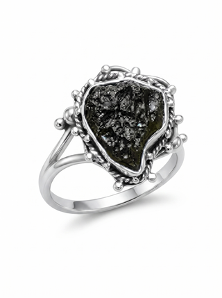 Moldavite Ring,925 Solid Sterling Silver Ring, Raw Stone Moldavite, Genuine Czech Republic Moldavite Gemstone Ring, Gift For Mom