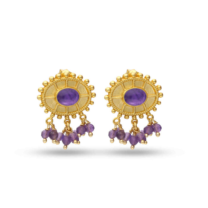 AMETHYST EARRING STEALING SILVER PUSH BACK By Harshita Jewellery