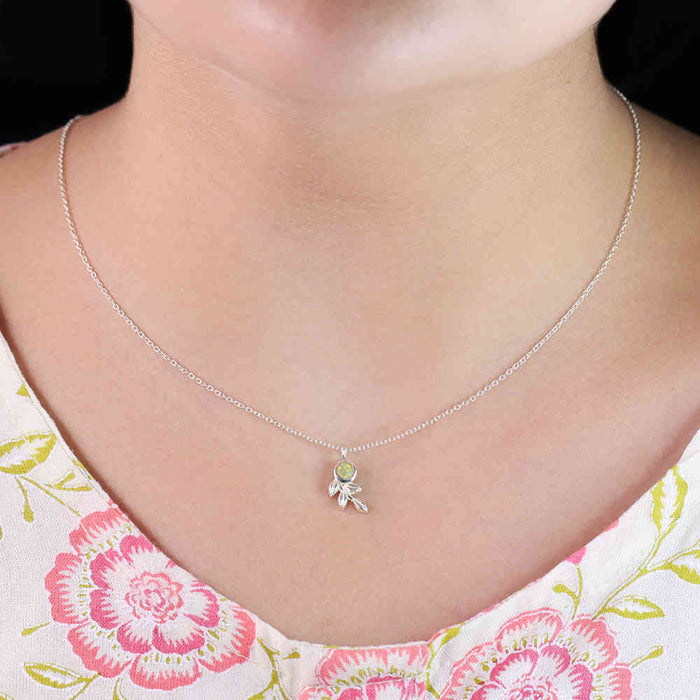 Ethiopian Opal Necklace 925 Sterling Silver by Harshita Jewellery