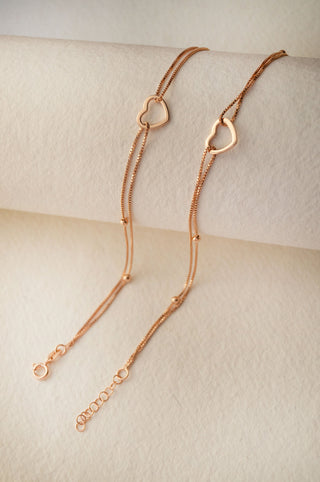 Halo Heart Rose Gold Plated Anklet By Harshita Jewellery