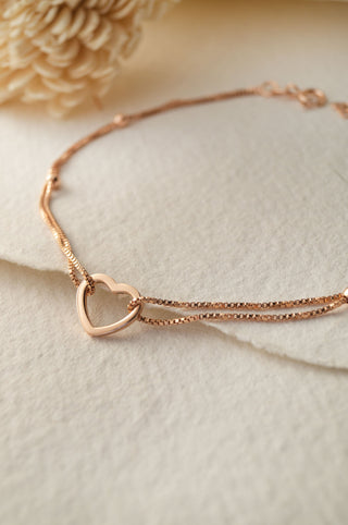 Halo Heart Rose Gold Plated Anklet By Harshita Jewellery