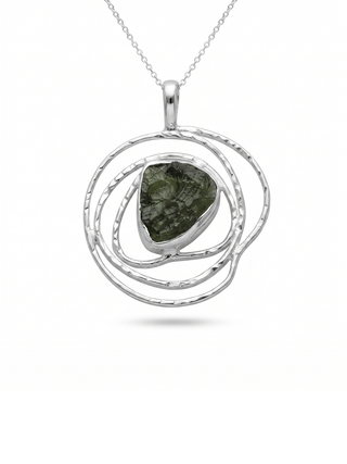 Raw Moldavite Pendant, Natural Gemstone Handmade Jewelry, Necklace For Women's, Jewelry For Christmas, Gift For Girls, 925 Sterling Silver