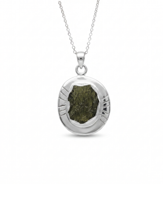 Moldavite Raw Gemstone Pendant, Handmade Gemstone Jewelry, Authentic Moldavite From Czech Republic, Pendant For Girls, 925 Sterling Silver