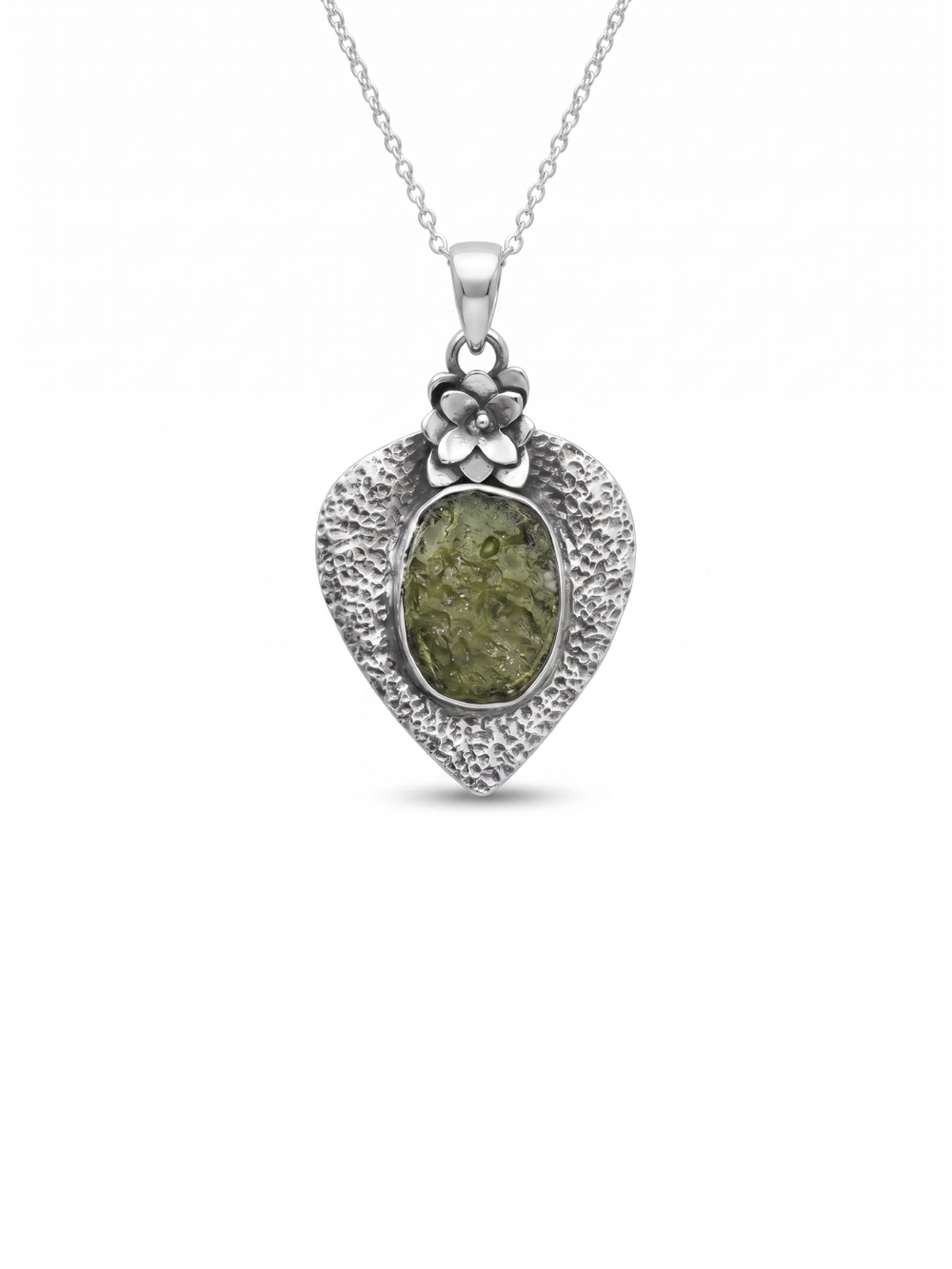 Certified Rough Moldavite Pendant, 925 Solid Sterling Silver Handmade Designer Pendant, 100% Natural Moldavite Gemstone Pendant Gift For Her