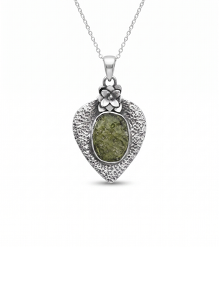 Certified Rough Moldavite Pendant, 925 Solid Sterling Silver Handmade Designer Pendant, 100% Natural Moldavite Gemstone Pendant Gift For Her