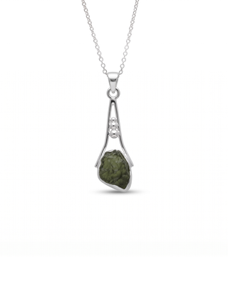 Genuine Raw Moldavite Pendant, Gemstone From Czech Republic, 925 Sterling Silver, Necklace For Women's, Gift For Girls, Handmade Pendant