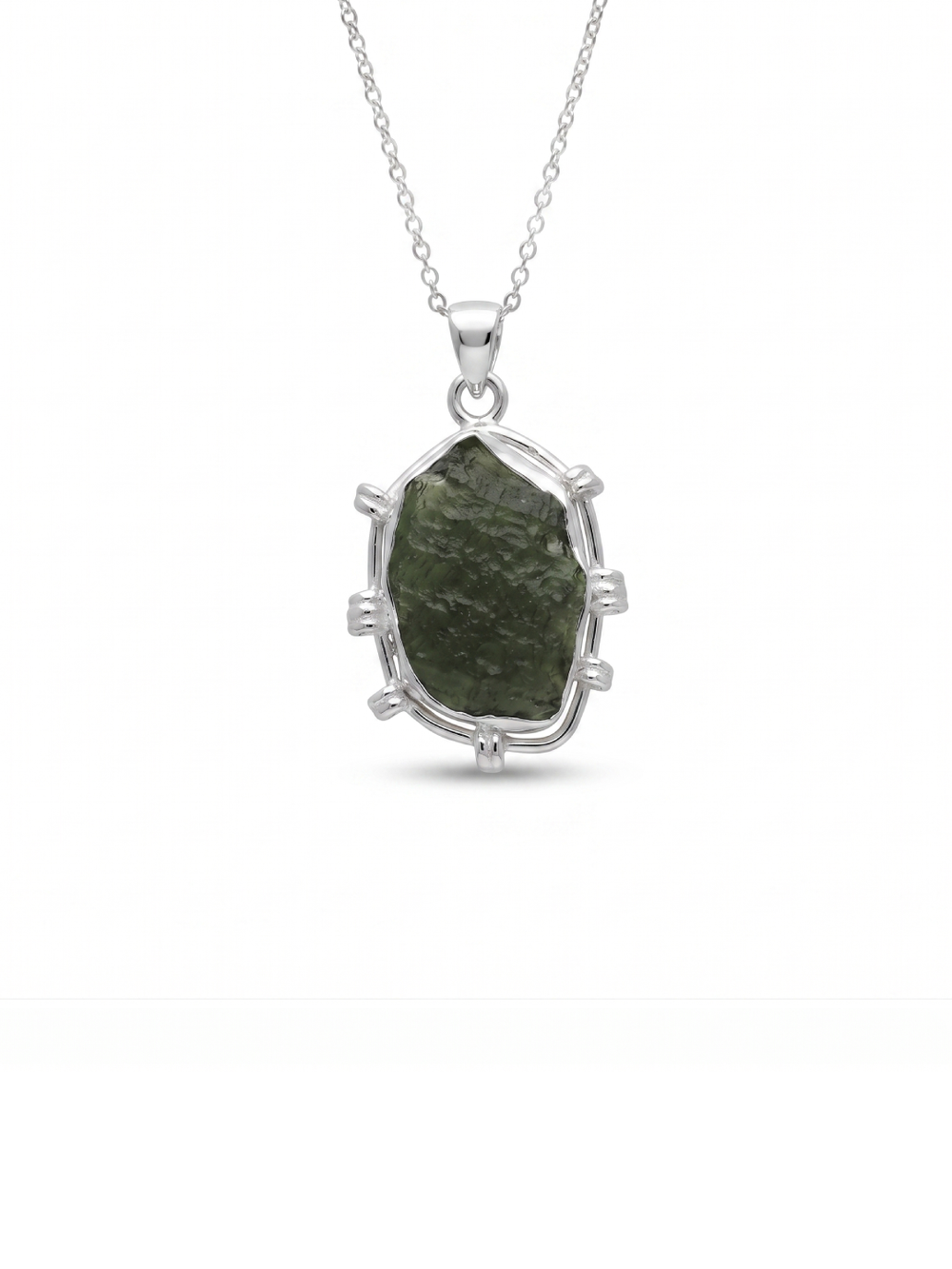 Genuine Raw Moldavite Pendant, Gemstone From Czech Republic, 925 Sterling Silver, Necklace For Women's, Gift For Girls, Handmade Pendant