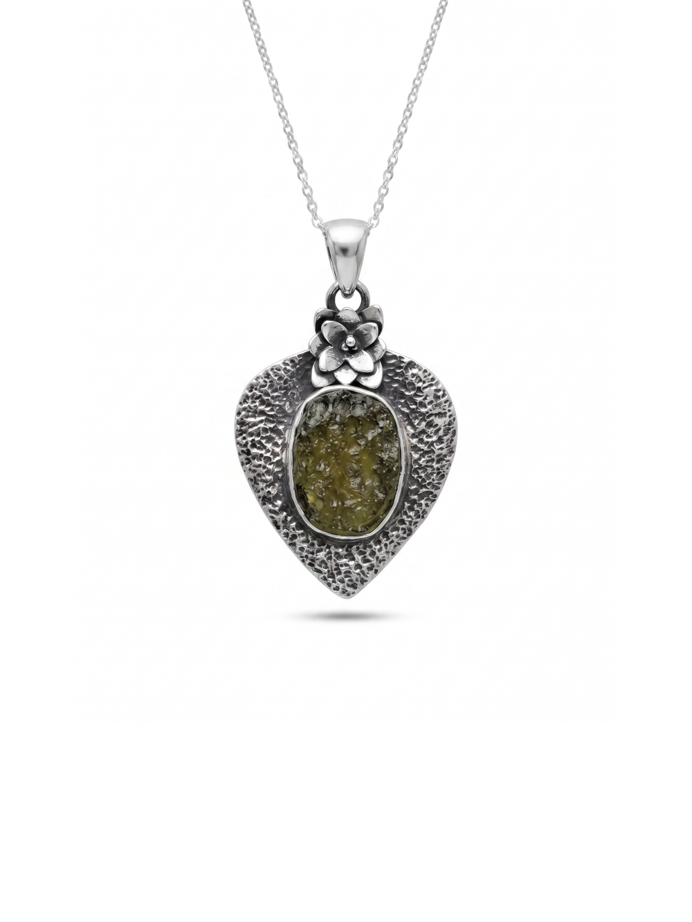 Genuine Moldavite Rough Pendant 100% Natural With Certified Gemstone From Czech Republic 925 Sterling Silver Handmade Designer Jewelry