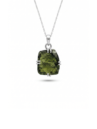Certified Rough Moldavite Pendant, 925 Solid Sterling Silver Handmade Designer Pendant, 100% Natural Moldavite Gemstone Pendant Gift For Her