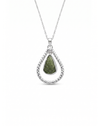 Authentic Moldavite Pendant, Natural Gemstone Jewelry, 925 Sterling Silver, Handmade Jewelry Gift, Christmas Silver Necklace, Gift For Her