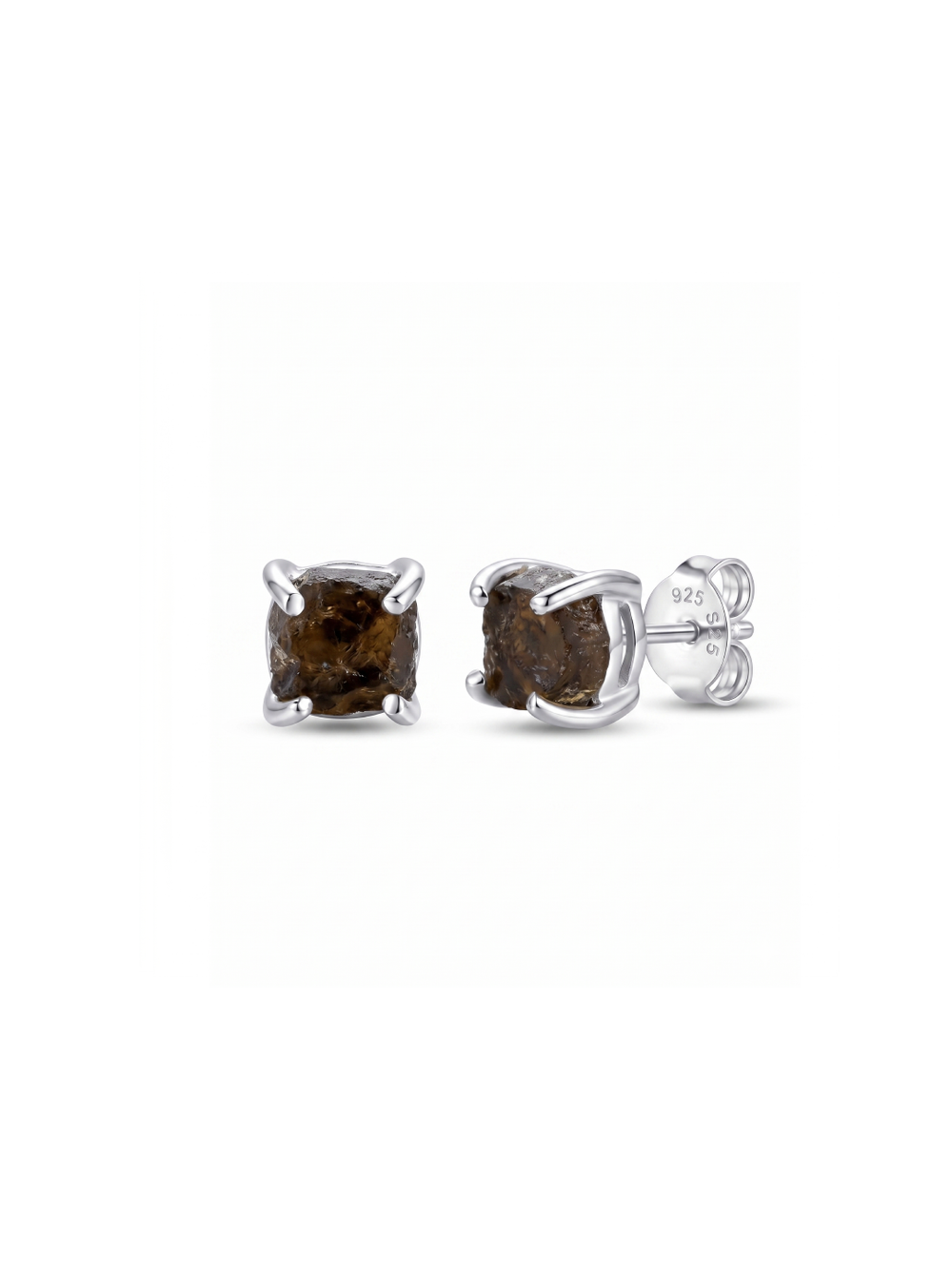 Crezh Moldavite Natural Gemstone 925 Sterling Silver Handmade Stud Earring